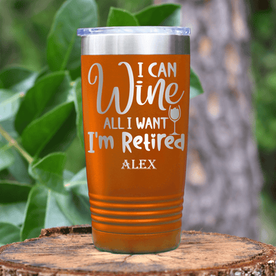 Orange Retirement Tumbler With Free To Wine Design