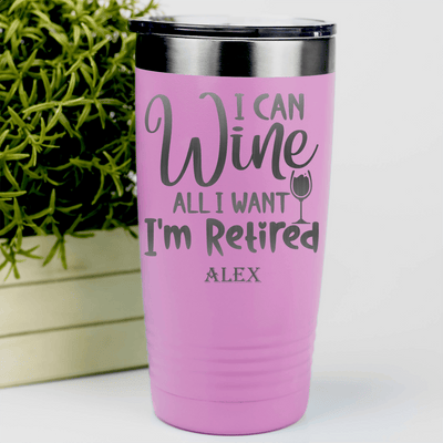 Pink Retirement Tumbler With Free To Wine Design