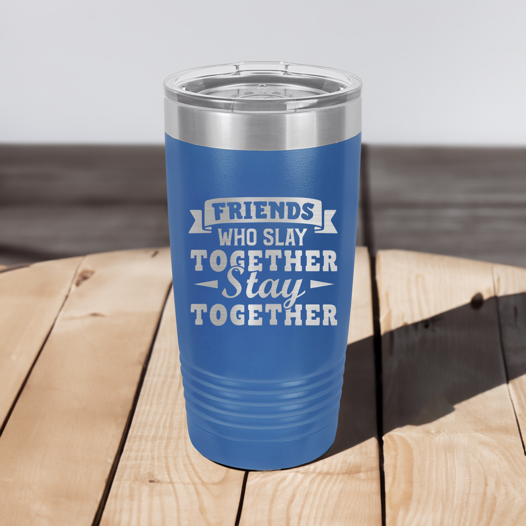 Funny Friends Who Slay Stay Ringed Tumbler