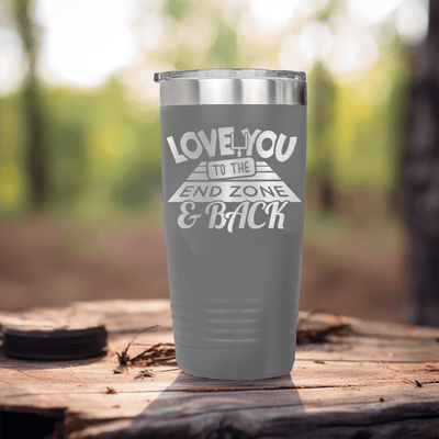 Grey football tumbler From Kickoff To Touchdown