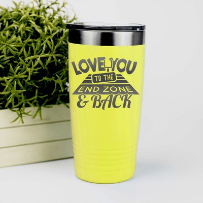 Yellow football tumbler From Kickoff To Touchdown