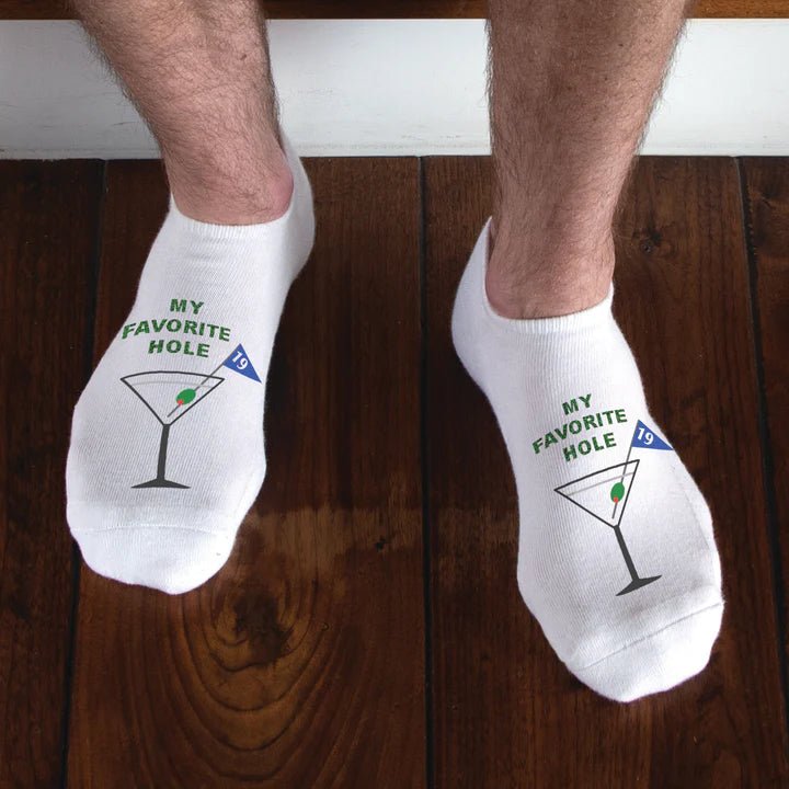 Unique Personalized 19th Hole Golf Socks Customized Socks Gifts for Men by Groovy Guy