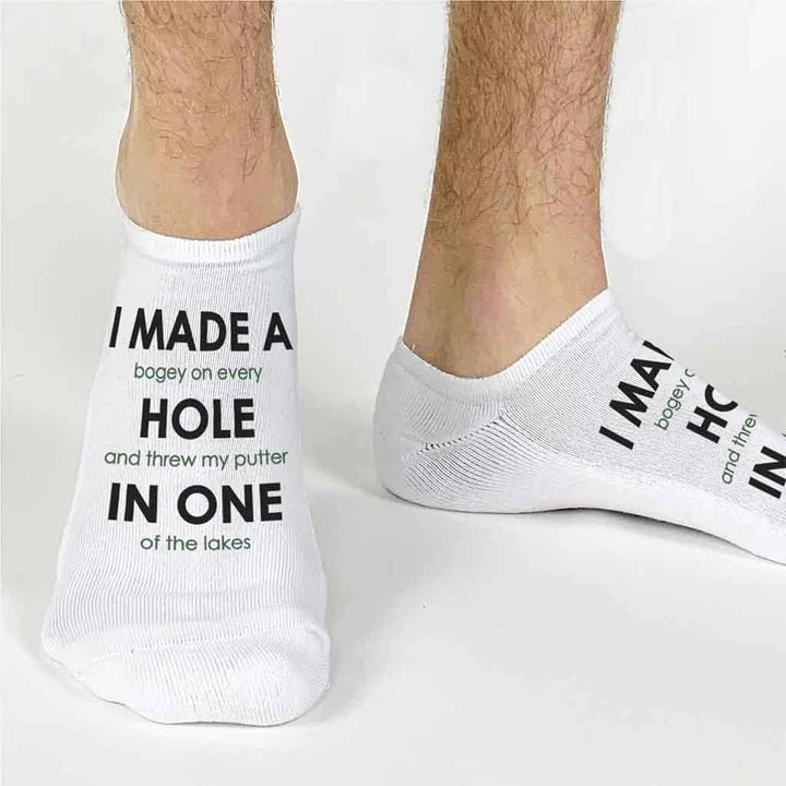 Unique Personalized Funny Hole In One Golf Socks Customized Socks Gifts for Men by Groovy Guy