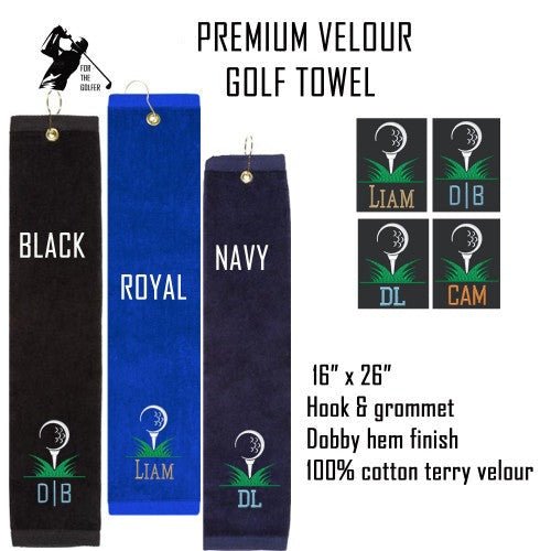 Unique Personalized Golf Team Monogrammed Towel Customized Golf Towel Gifts for Men by Groovy Guy