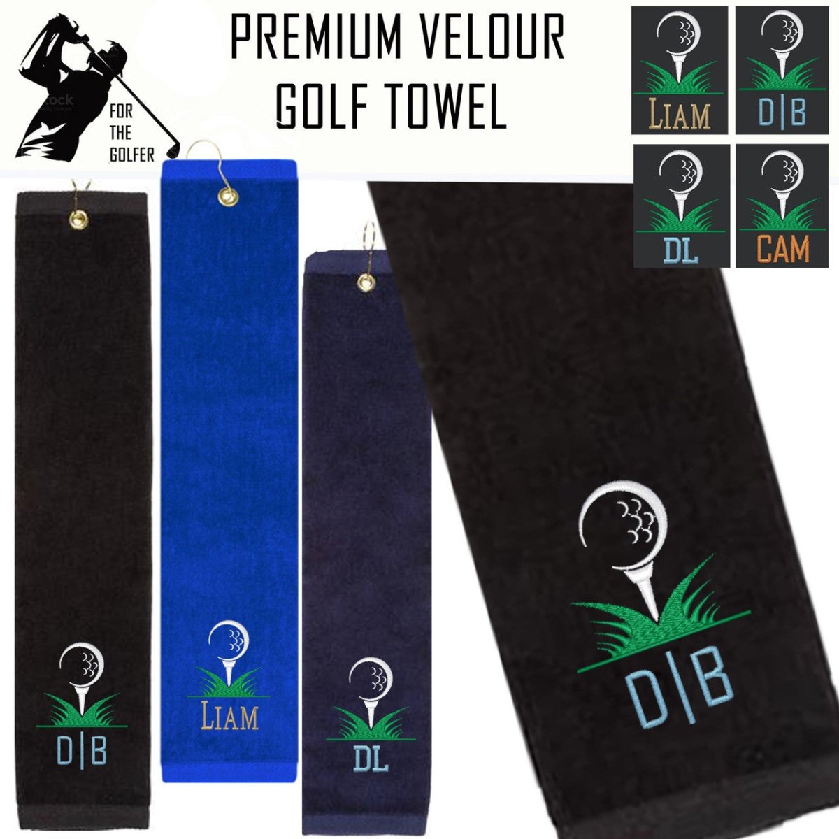 Unique Personalized Golf Team Monogrammed Towel Customized Golf Towel Gifts for Men by Groovy Guy