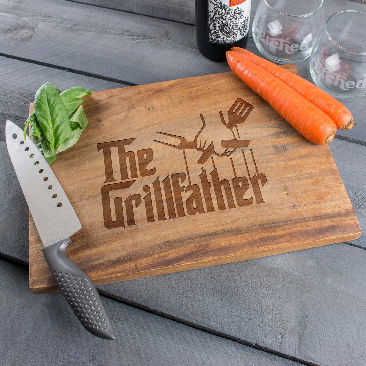 Unique Personalized Grillfather Cutting Board - Design: GRILLFATHER Customized Cutting Board Gifts for Men by Groovy Guy