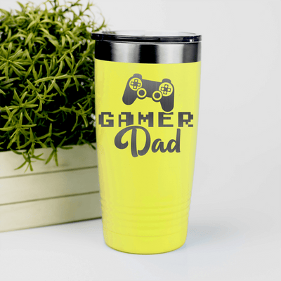 Yellow fathers day tumbler Gamer Dad