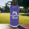Purple Fathers Day Water Bottle With Gamer Dad Design
