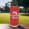 Red Fathers Day Water Bottle With Gamer Dad Design