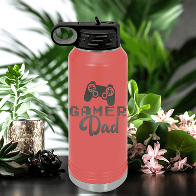 Salmon Fathers Day Water Bottle With Gamer Dad Design