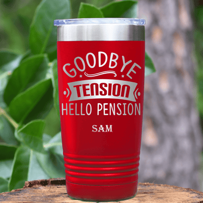 Red Retirement Tumbler With Getting Paid To Relax Design
