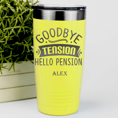 Yellow Retirement Tumbler With Getting Paid To Relax Design