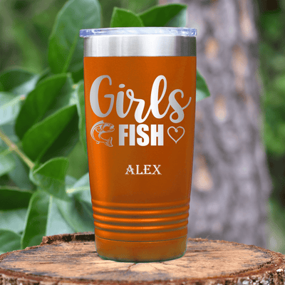 Orange Fishing Tumbler With Girls Fish Design