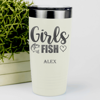 White Fishing Tumbler With Girls Fish Design