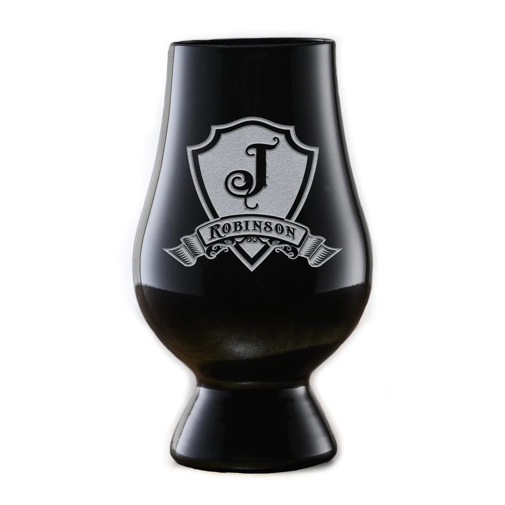 Engraved Black Glencairn Tasting Glass