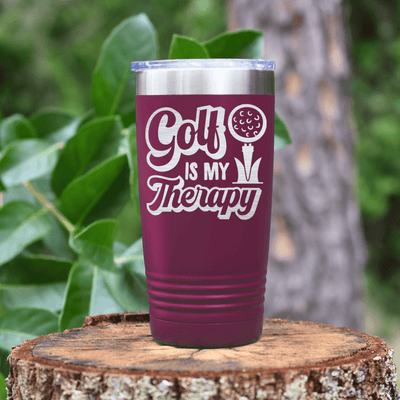 Maroon golf tumbler Golf Is My Therapy