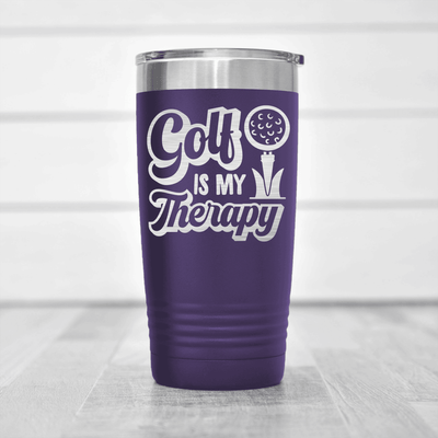 Purple golf tumbler Golf Is My Therapy