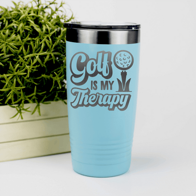 Teal golf tumbler Golf Is My Therapy