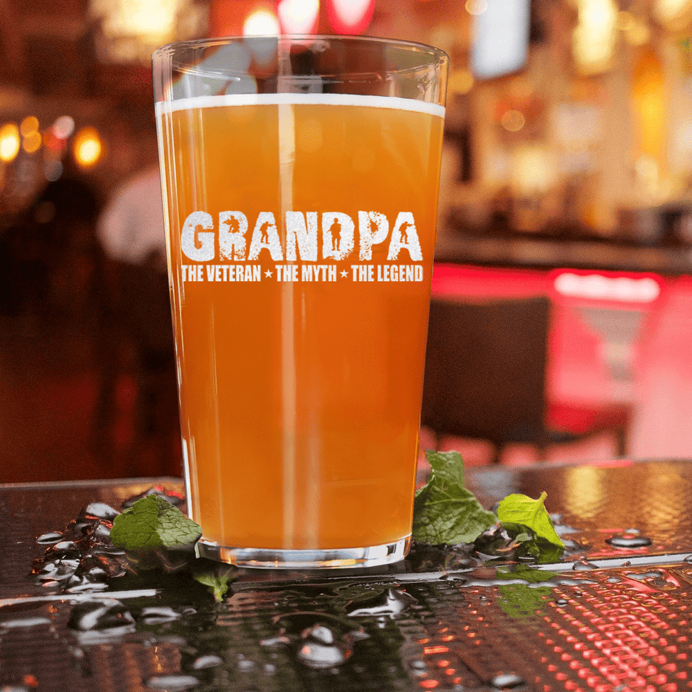 Grandpa Vet Myth Legend Pint Glass - Groovy Guy Gifts