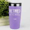 Light Purple Retirement Tumbler With Greatness Never Retires Design