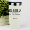 White Retirement Tumbler With Greatness Never Retires Design