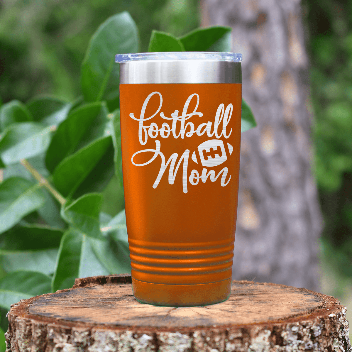 Orange football tumbler Gridiron Mother In Words