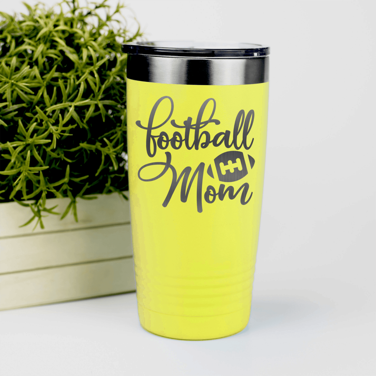 Yellow football tumbler Gridiron Mother In Words