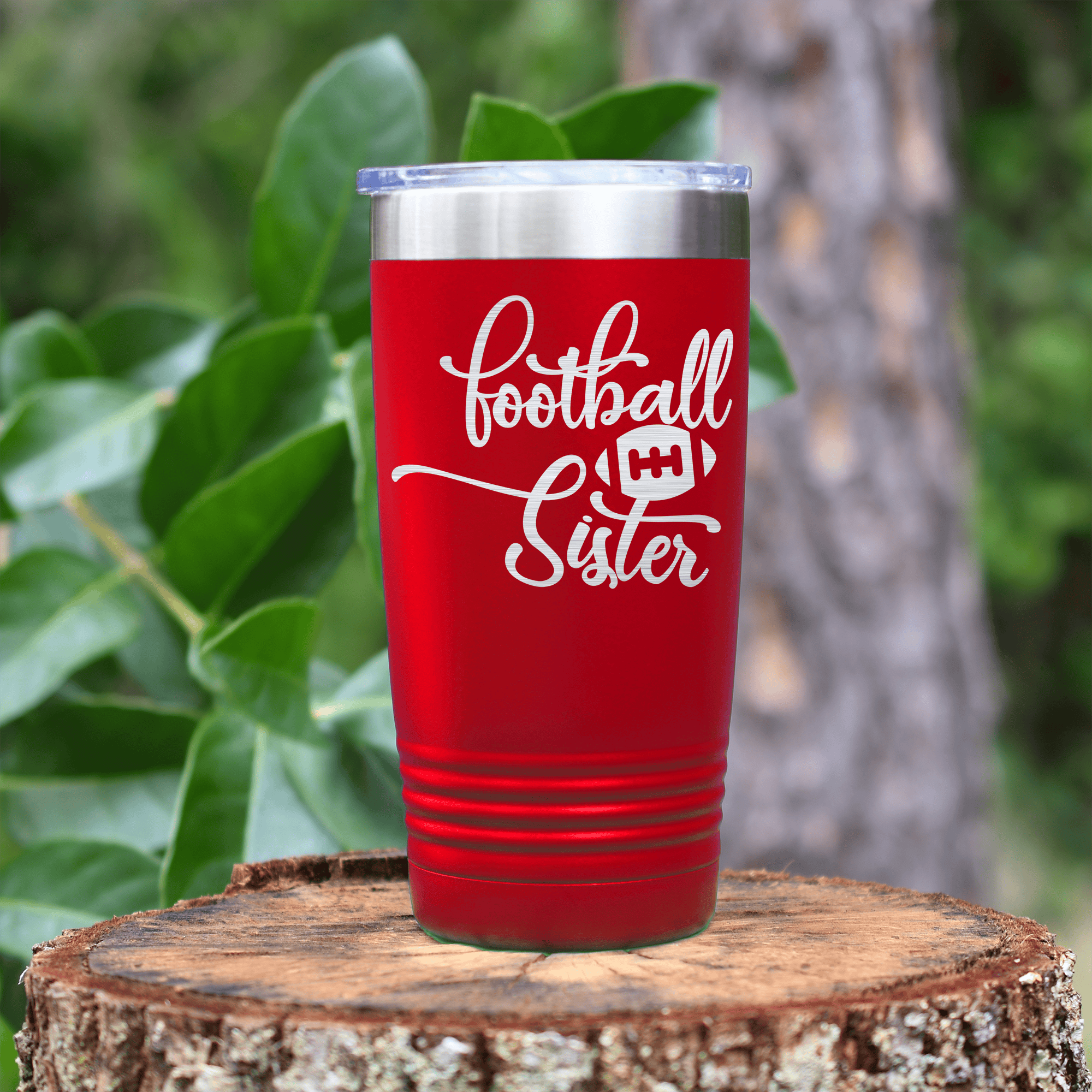 Red football tumbler Gridirons Leading Lady