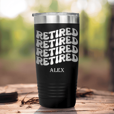 Black Retirement Tumbler With Groovy And Retired Design
