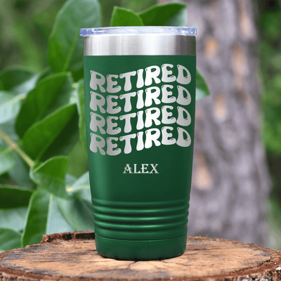 Green Retirement Tumbler With Groovy And Retired Design