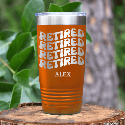 Orange Retirement Tumbler With Groovy And Retired Design