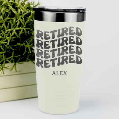 White Retirement Tumbler With Groovy And Retired Design
