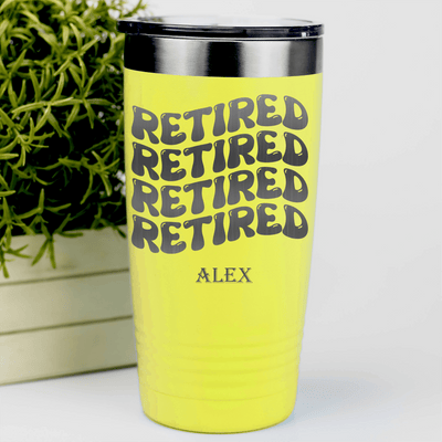 Yellow Retirement Tumbler With Groovy And Retired Design
