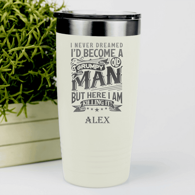 White Funny Old Man Tumbler With Grumpy Old Man Design
