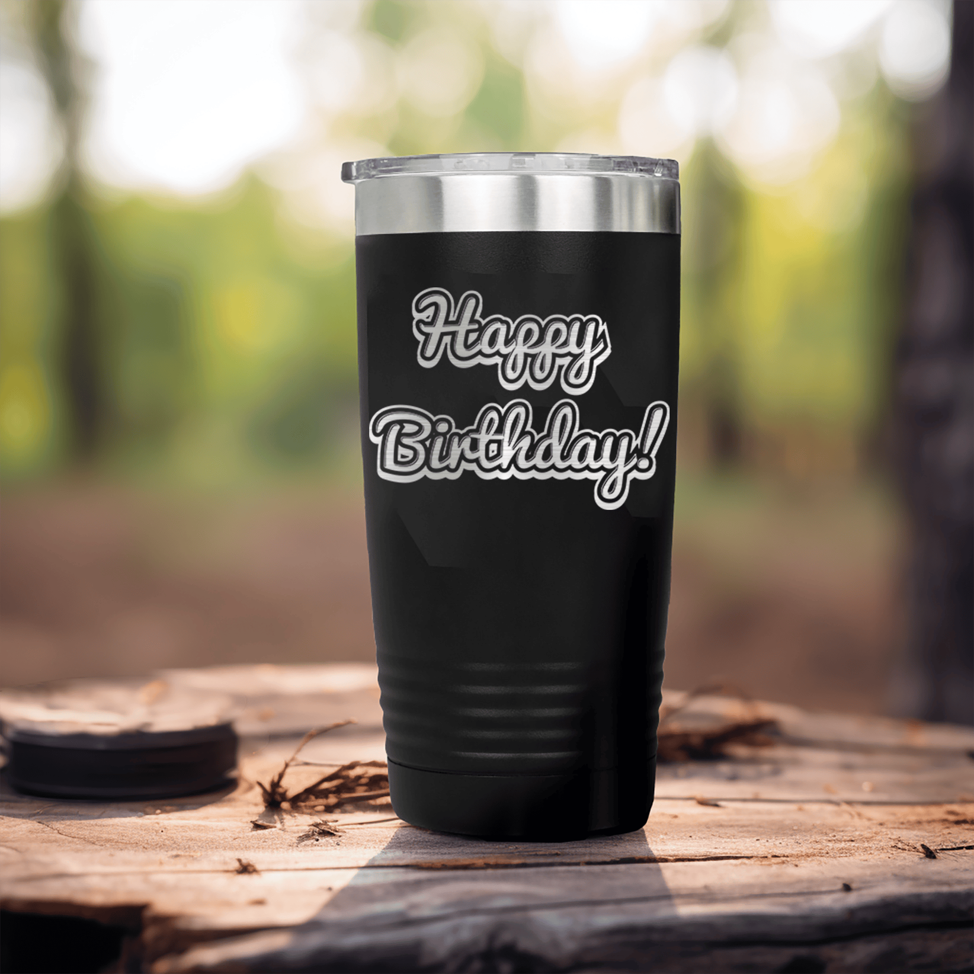 Black Birthday Tumbler With Happy Birthday Design