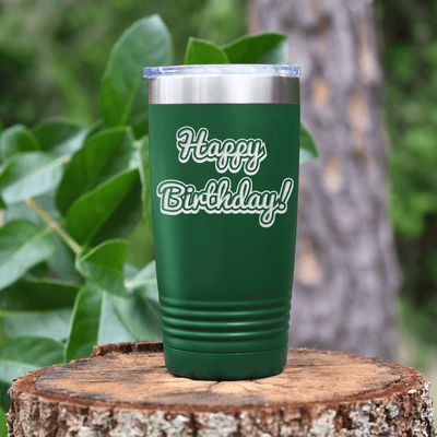 Green Birthday Tumbler With Happy Birthday Design