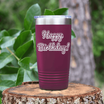 Maroon Birthday Tumbler With Happy Birthday Design