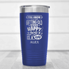 Blue Funny Old Man Tumbler With Happy Hour Nap Time Design