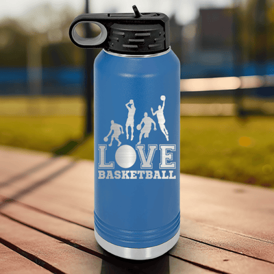 Blue Basketball Water Bottle With Heart Beats For Basketball Design