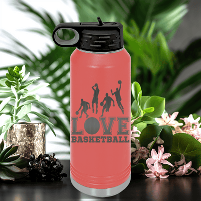 Salmon Basketball Water Bottle With Heart Beats For Basketball Design