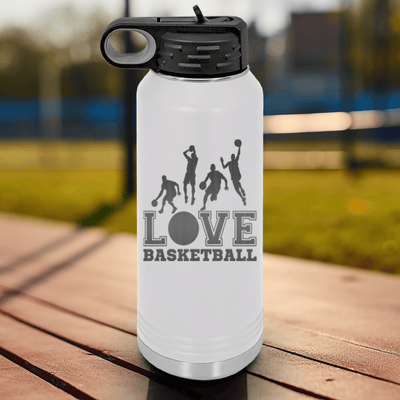 White Basketball Water Bottle With Heart Beats For Basketball Design