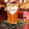 Heart Carved Love Pint Glass