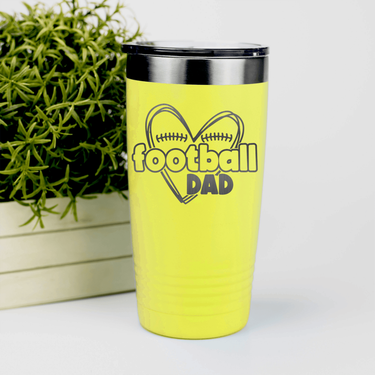 Yellow football tumbler Heartfelt Football Dad