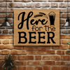 Bamboo Leather Wall Decor With Here For The Beer Design
