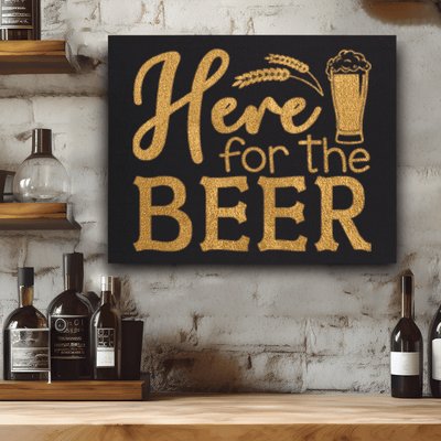 Black Gold Leather Wall Decor With Here For The Beer Design