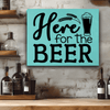 Teal Leather Wall Decor With Here For The Beer Design