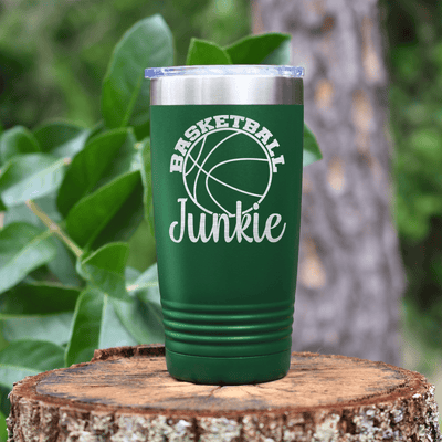 Green basketball tumbler Hoops Addict Visual