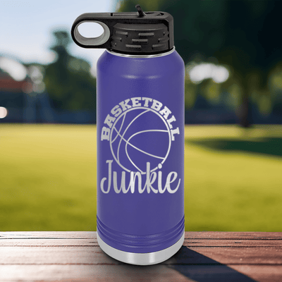 Purple Basketball Water Bottle With Hoops Addict Visual Design