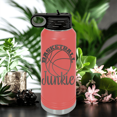 Salmon Basketball Water Bottle With Hoops Addict Visual Design