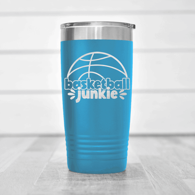 Light Blue basketball tumbler Hoops Obsession In Words